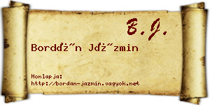 Bordán Jázmin névjegykártya